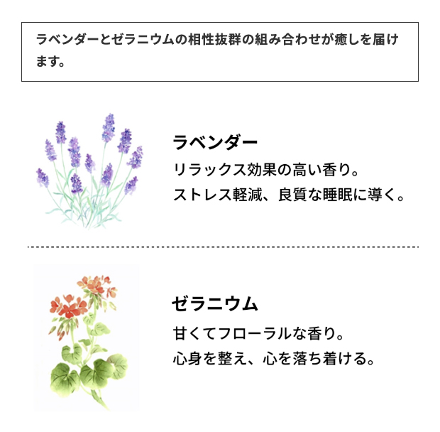 天然由来のラベンダーとゼラニウムで毎日のスキンケアタイムも